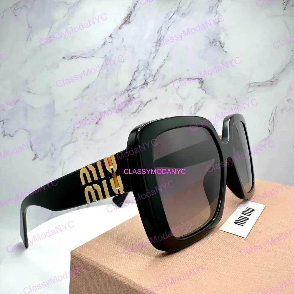 New MIU MIU Sunglasses Black Square Gold Full Rim 56mm MIU MIU - Picture 9 of 16